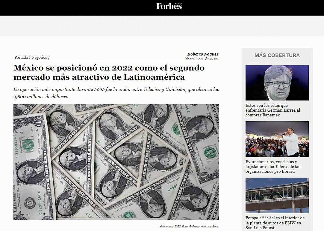 Mxico se posicion en 2022 como el segundo mercado ms atractivo de Latinoamrica